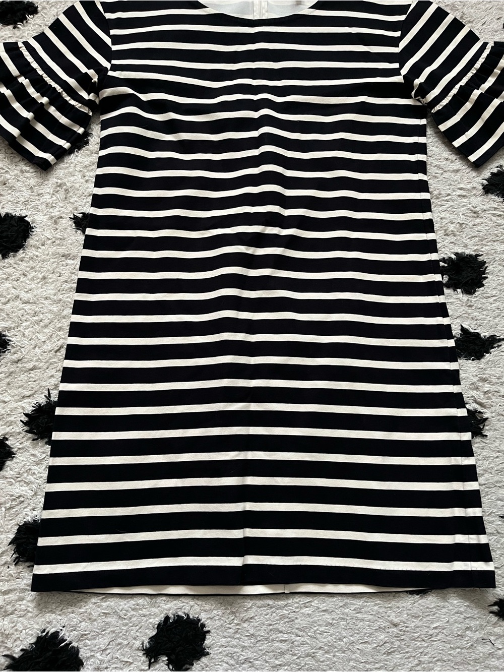 J Crew size Medium striped short sleeve Black & White Striped Cotton Dress - Picture 3 of 10